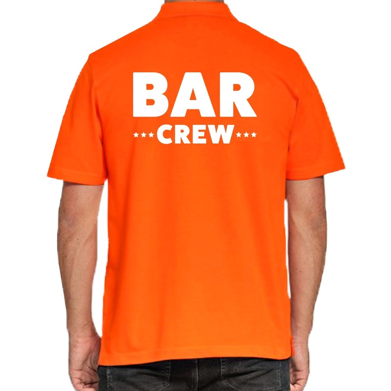 Bar crew-personeel tekst polo shirt oranje voor heren