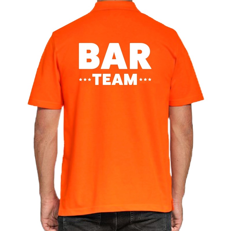 Bar team-personeel tekst polo shirt oranje voor heren