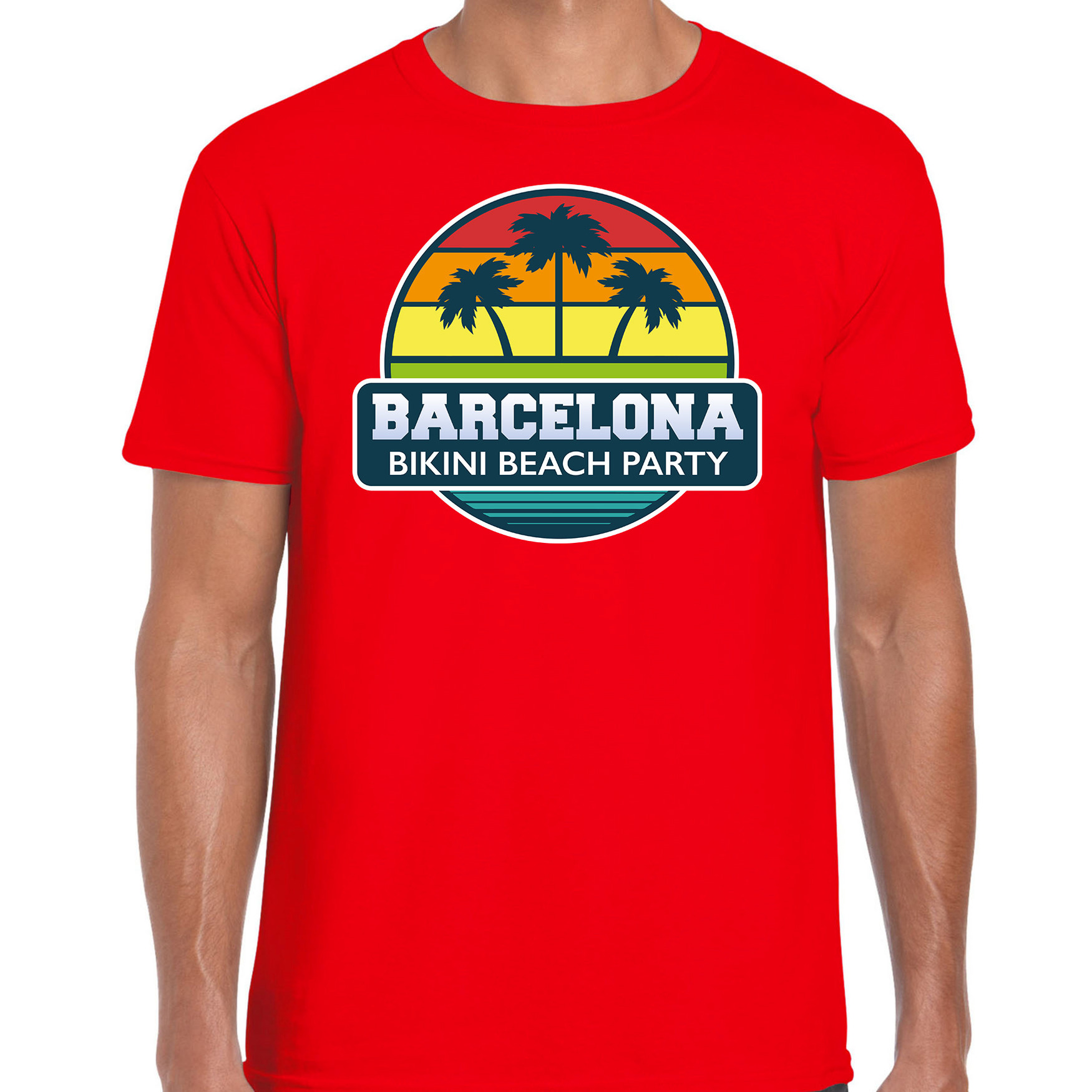 Barcelona zomer t-shirt-shirt Barcelona bikini beach party rood voor heren