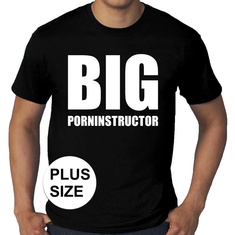Big Porninstructor grote maten t-shirt zwart heren