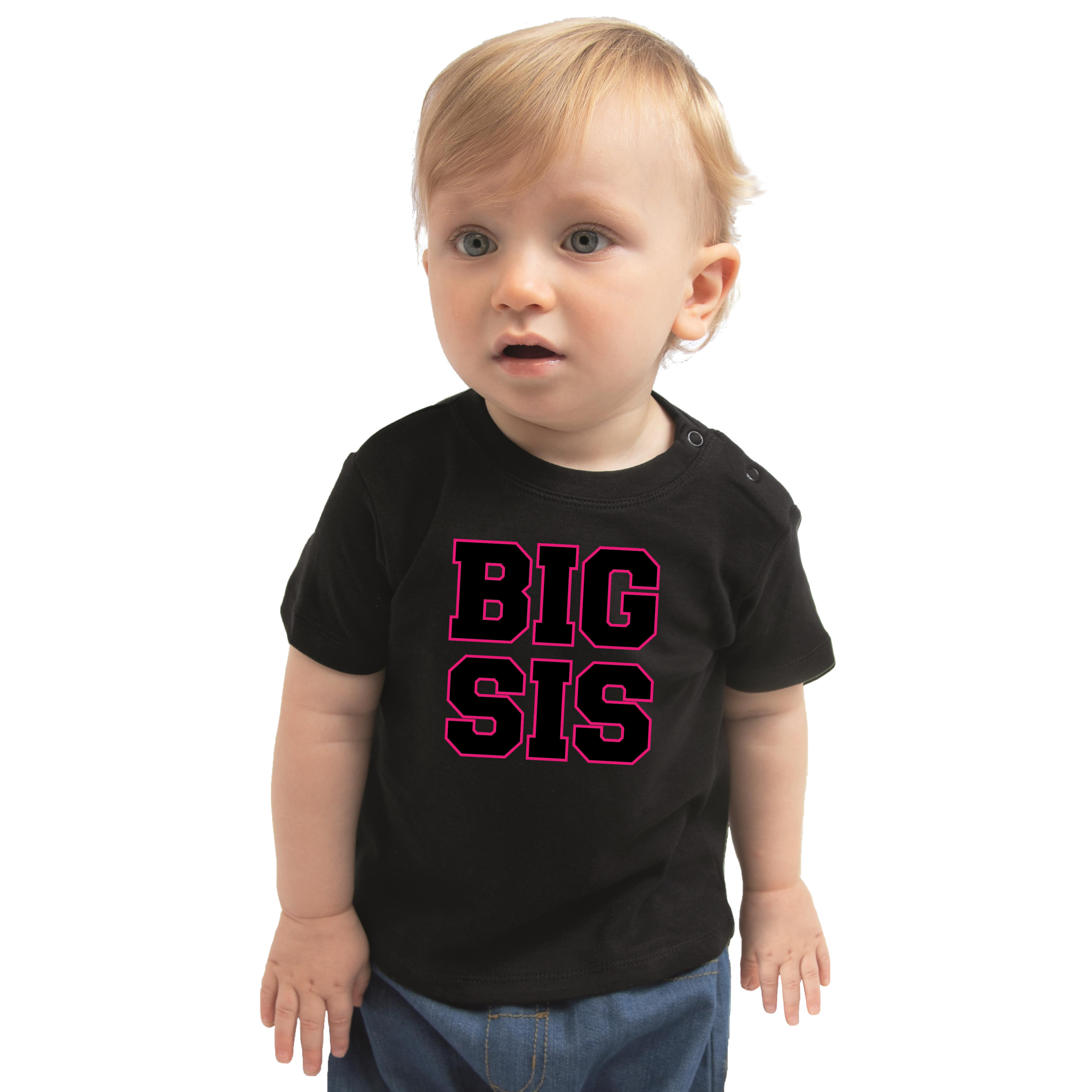 Big sis grote zus cadeau t-shirt zwart baby- meisje