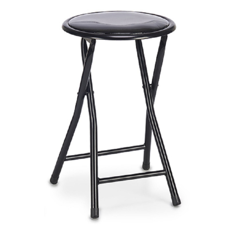 Bijzet krukje-stoel Opvouwbaar zwart metaal-pvc D30 x H45 cm
