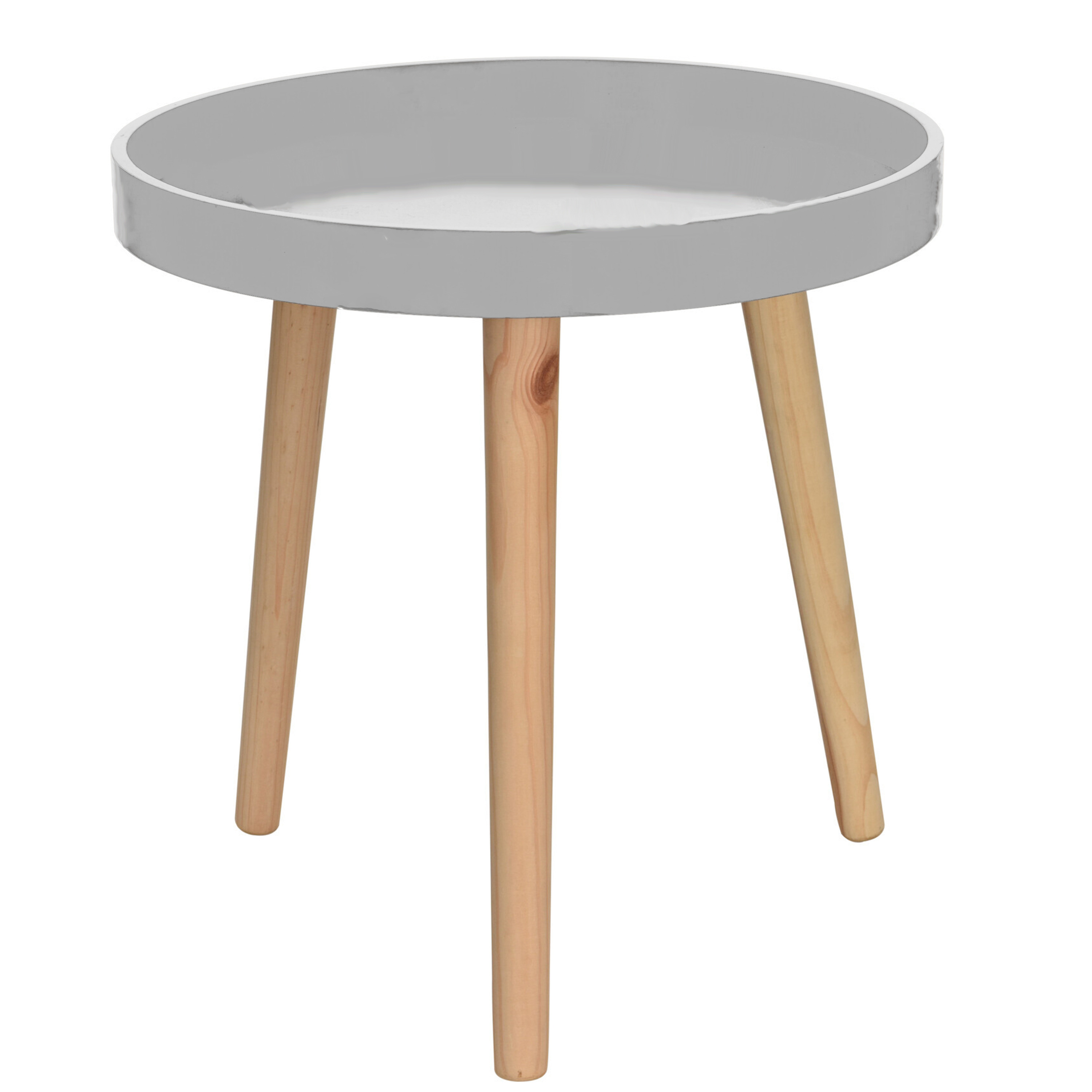 Bijzettafel-salontafel wit hout rond 40 x 39 cm
