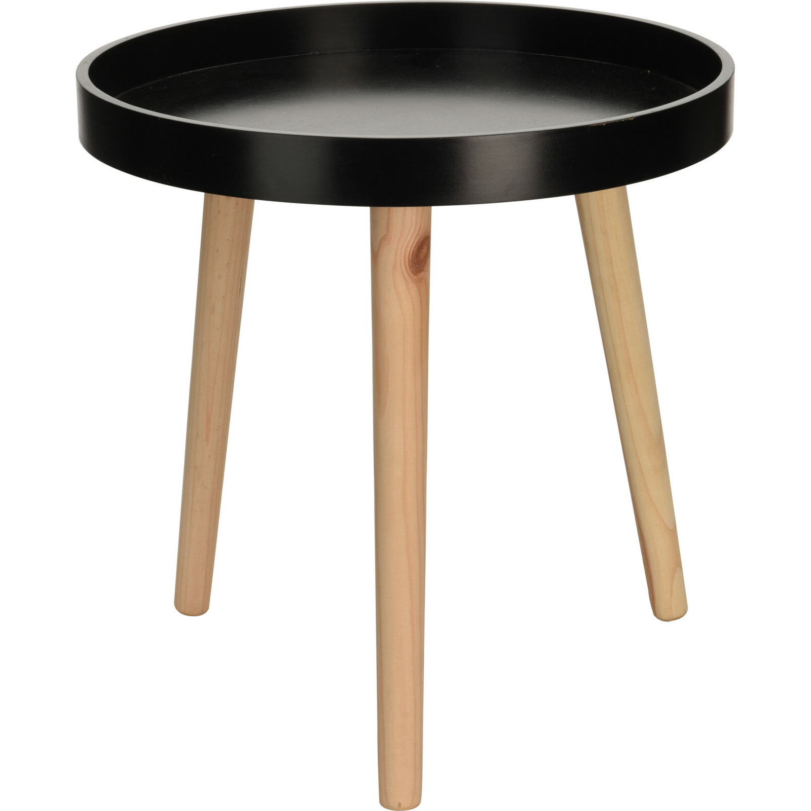 Bijzettafel-salontafel zwart hout rond 40 x 39 cm