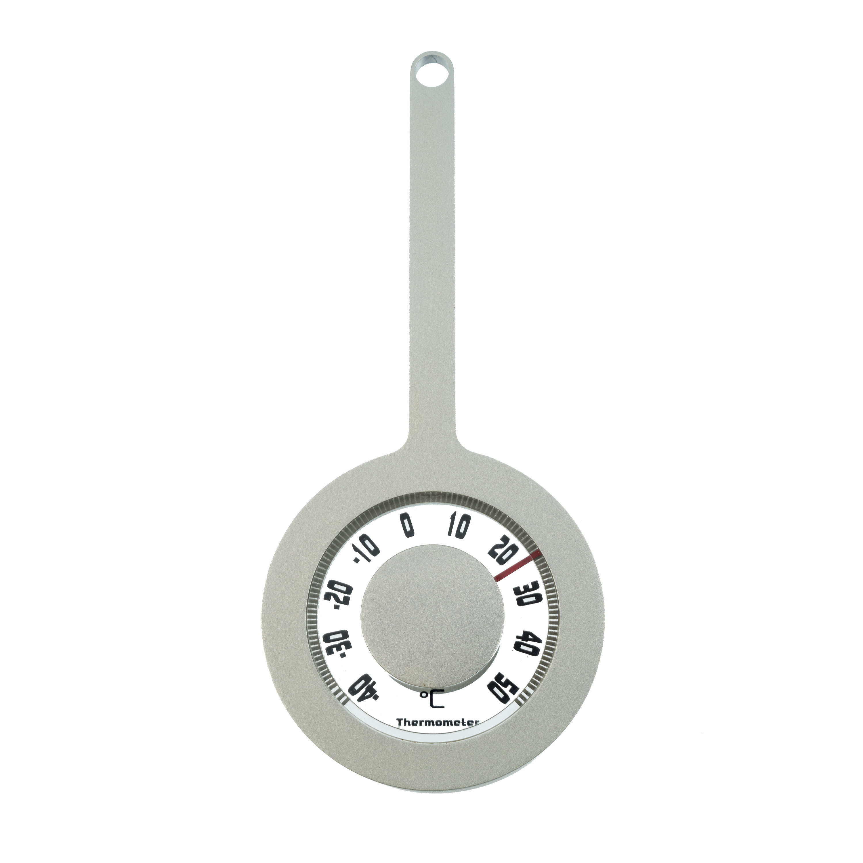 Binnen-buiten ronde thermometer grijs van aluminium 16.2 x 7.2 cm met zuignap