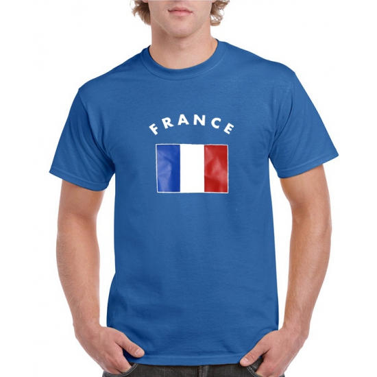Blauw heren shirtje met Franse vlag