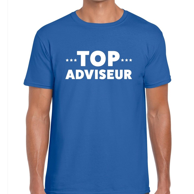 Blauw tekst shirt met top adviseur bedrukking voor heren