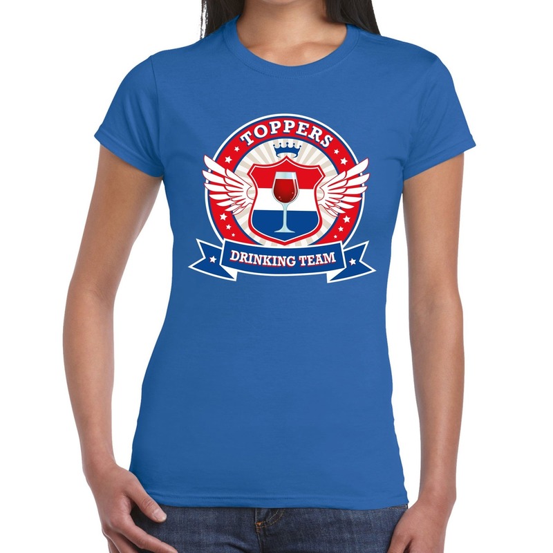Blauw Toppers drinking team t-shirt dames