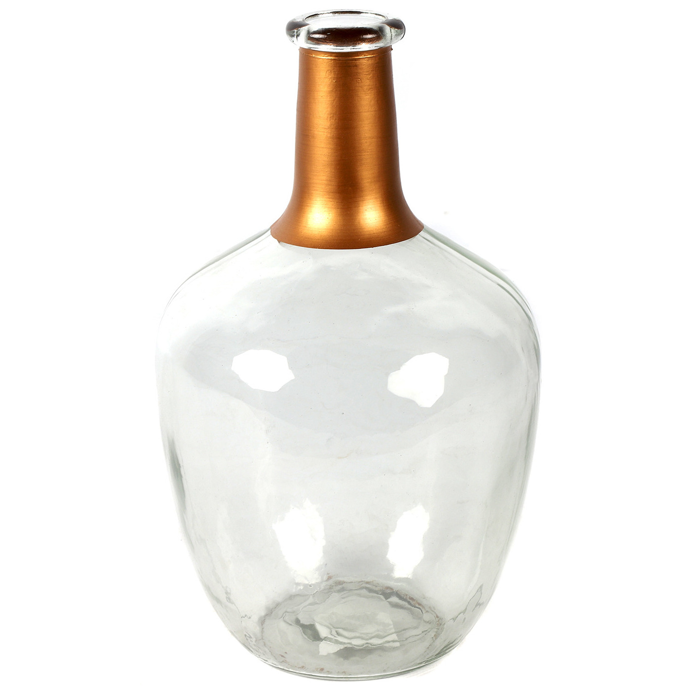Bloemenvaas Firm Big Bottle helder transparant-koper glas D15 x H25 cm
