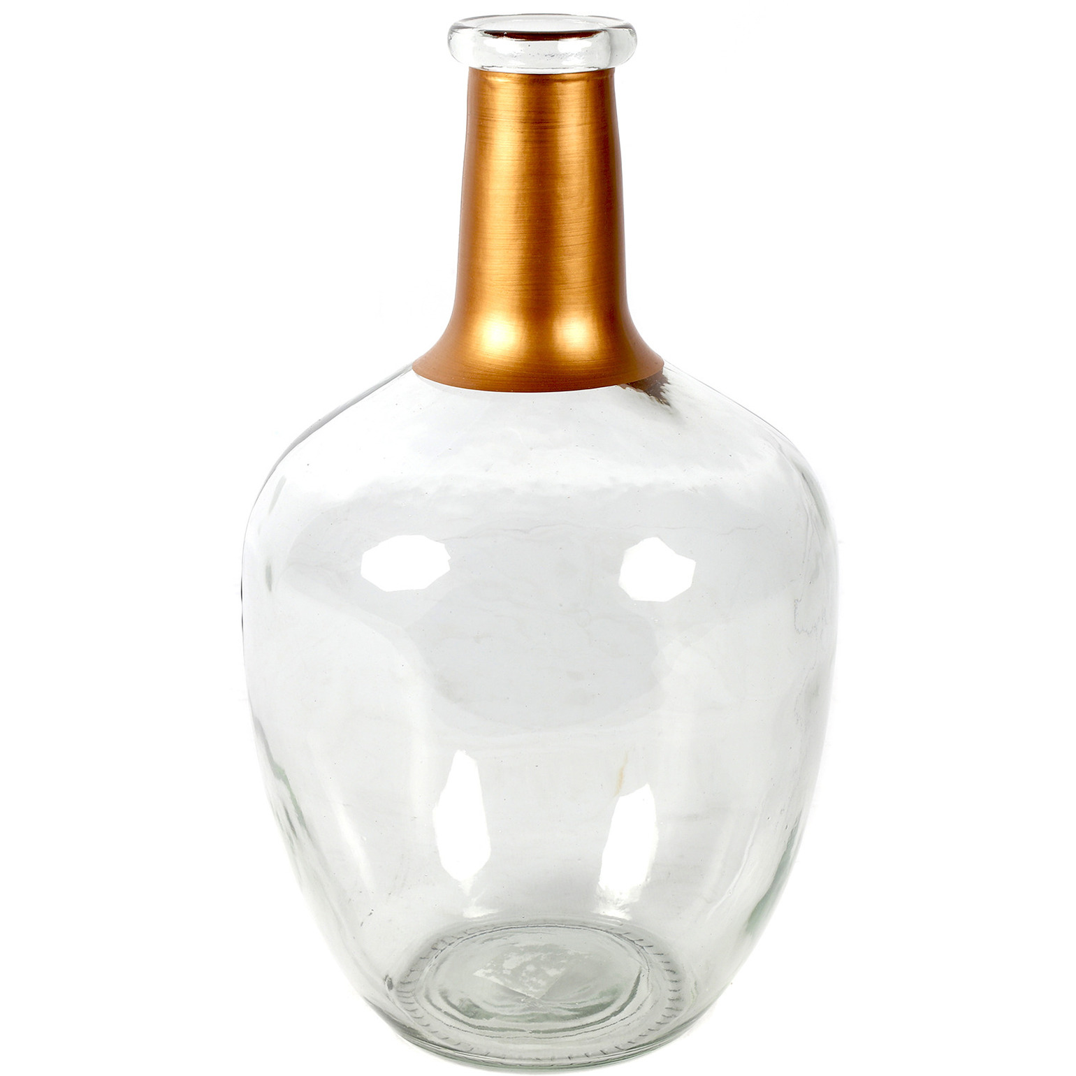 Bloemenvaas Firm Big Bottle helder transparant-koper glas D18 x H30 cm