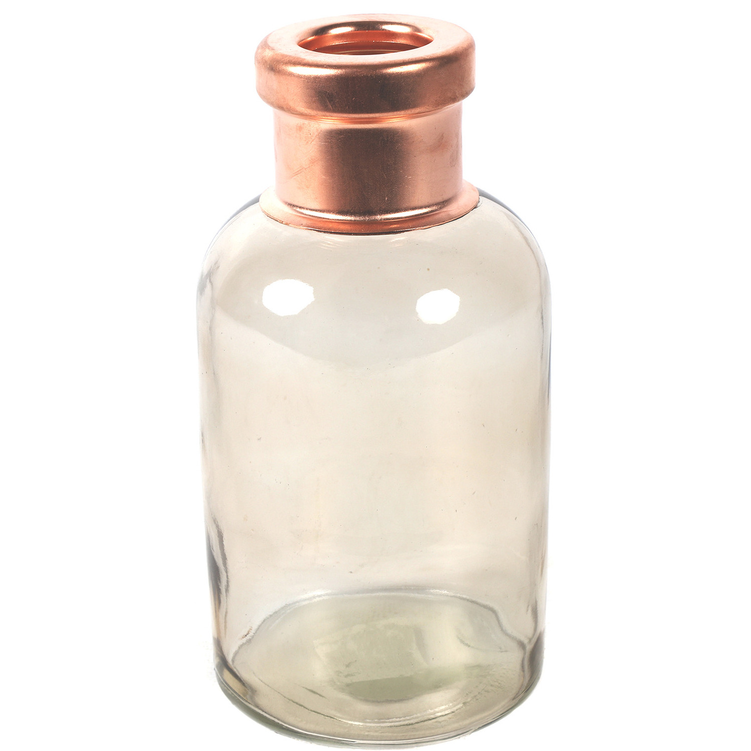 Bloemenvaas Firm Bottle transparant beige-koper glas D10 x H21 cm