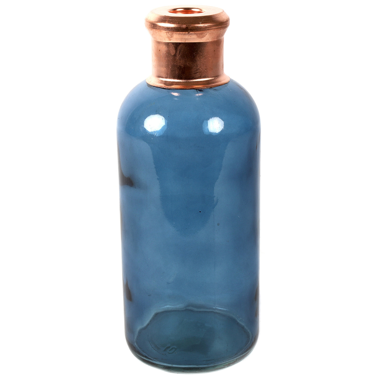 Bloemenvaas Firm Bottle transparant blauw-koper glas D11 x H27 cm