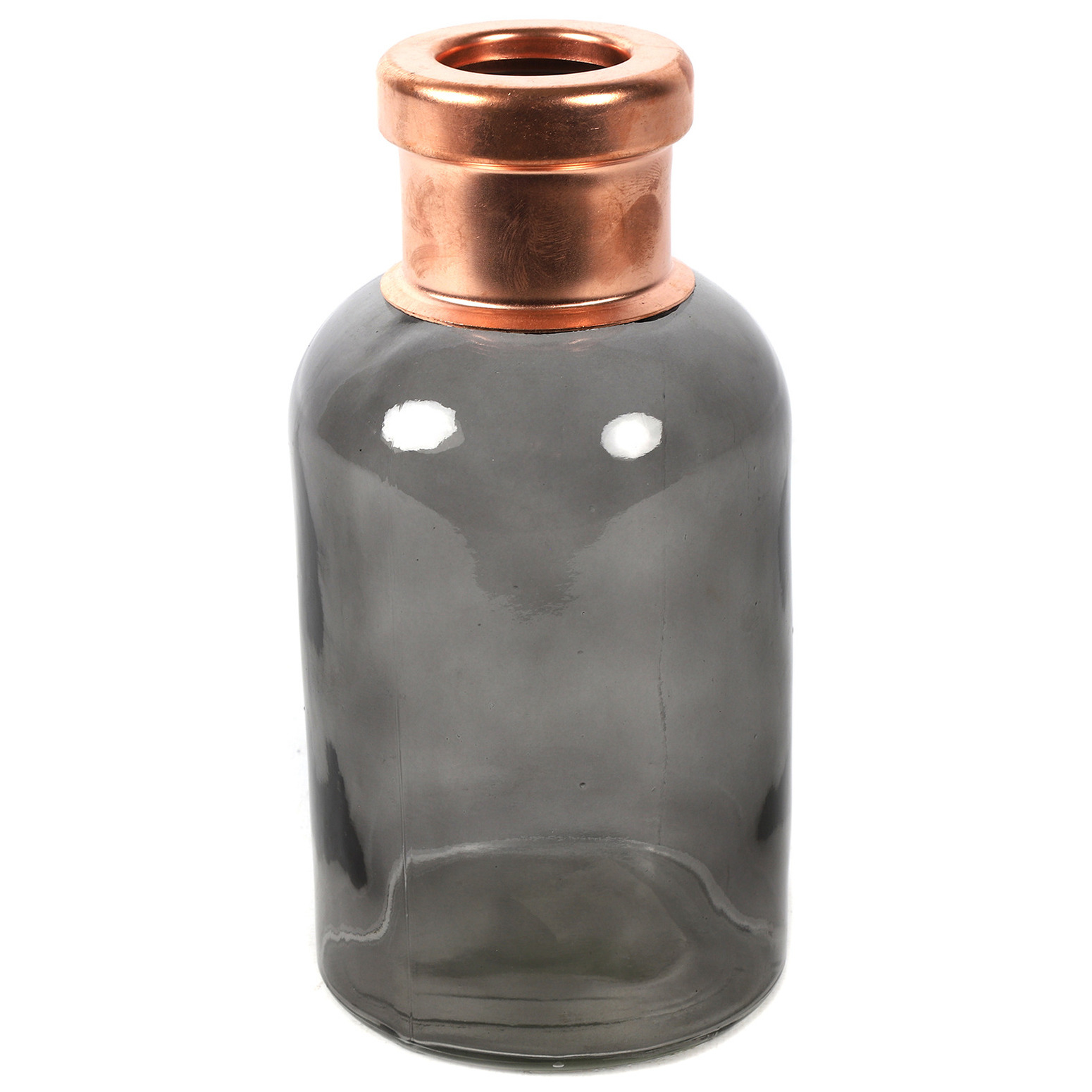 Bloemenvaas Firm Bottle transparant grijs-koper glas D10 x H21 cm