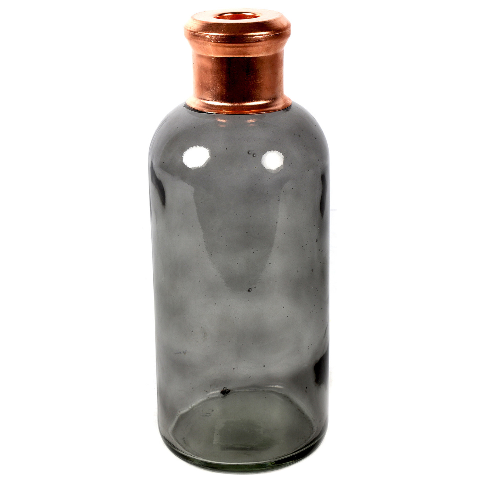 Bloemenvaas Firm Bottle transparant grijs-koper glas D11 x H27 cm