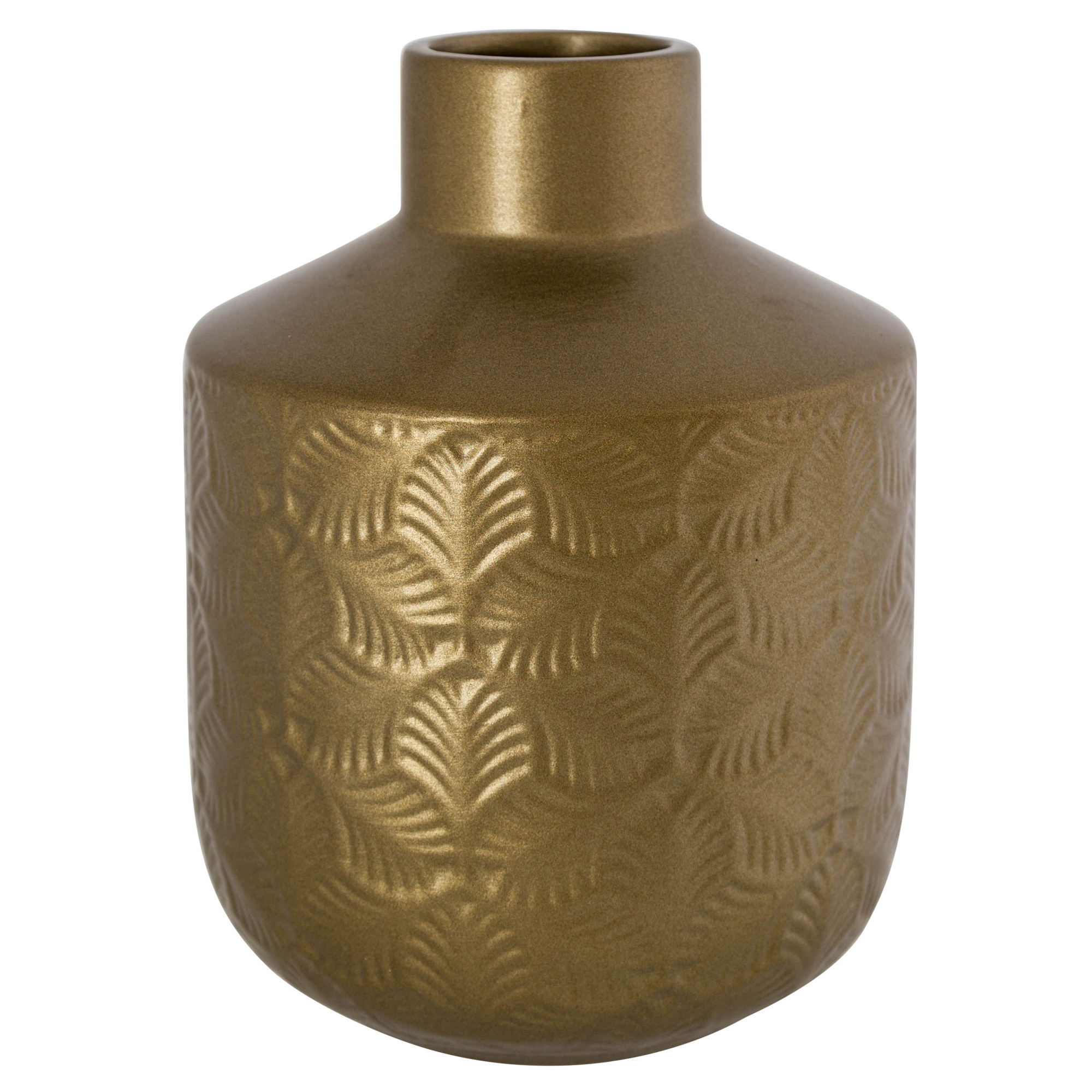 Bloemenvaas-vazen van brons kleur keramiek H20 x D15 cm