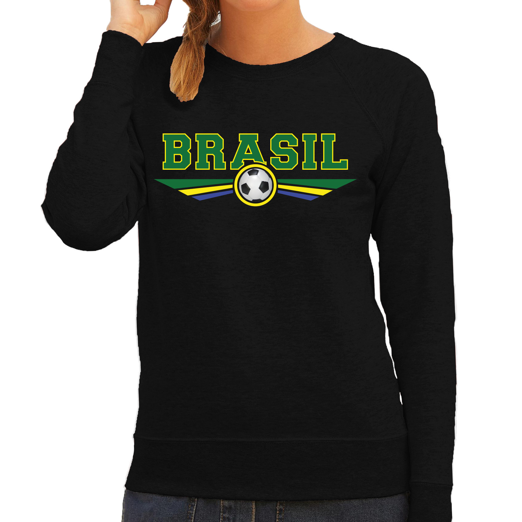 Brazilie-Brasil landen-voetbal sweater zwart dames