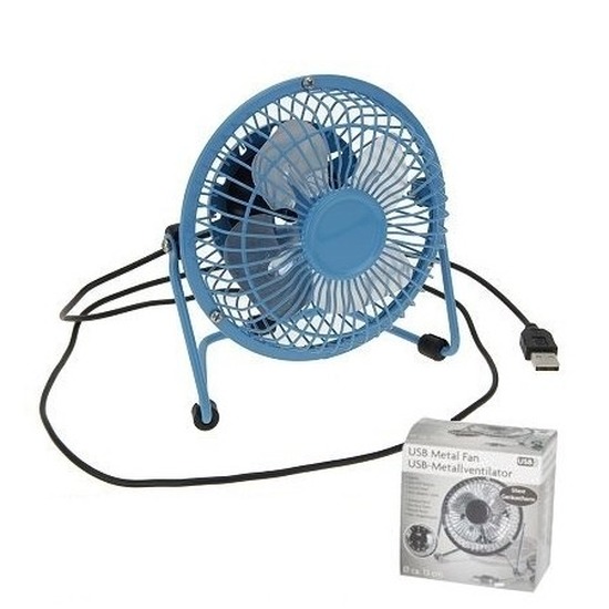 Bureau ventilator blauw 15 cm