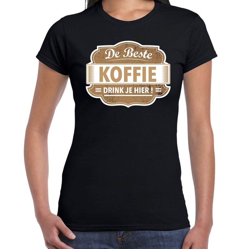 Cadeau barista t-shirt voor de beste koffie zwart voor dames