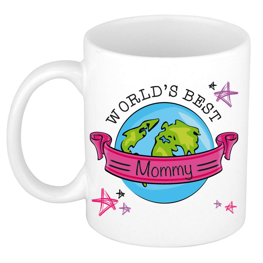 Cadeau koffie-thee mok voor mama beste mama roze 300 ml moederdag