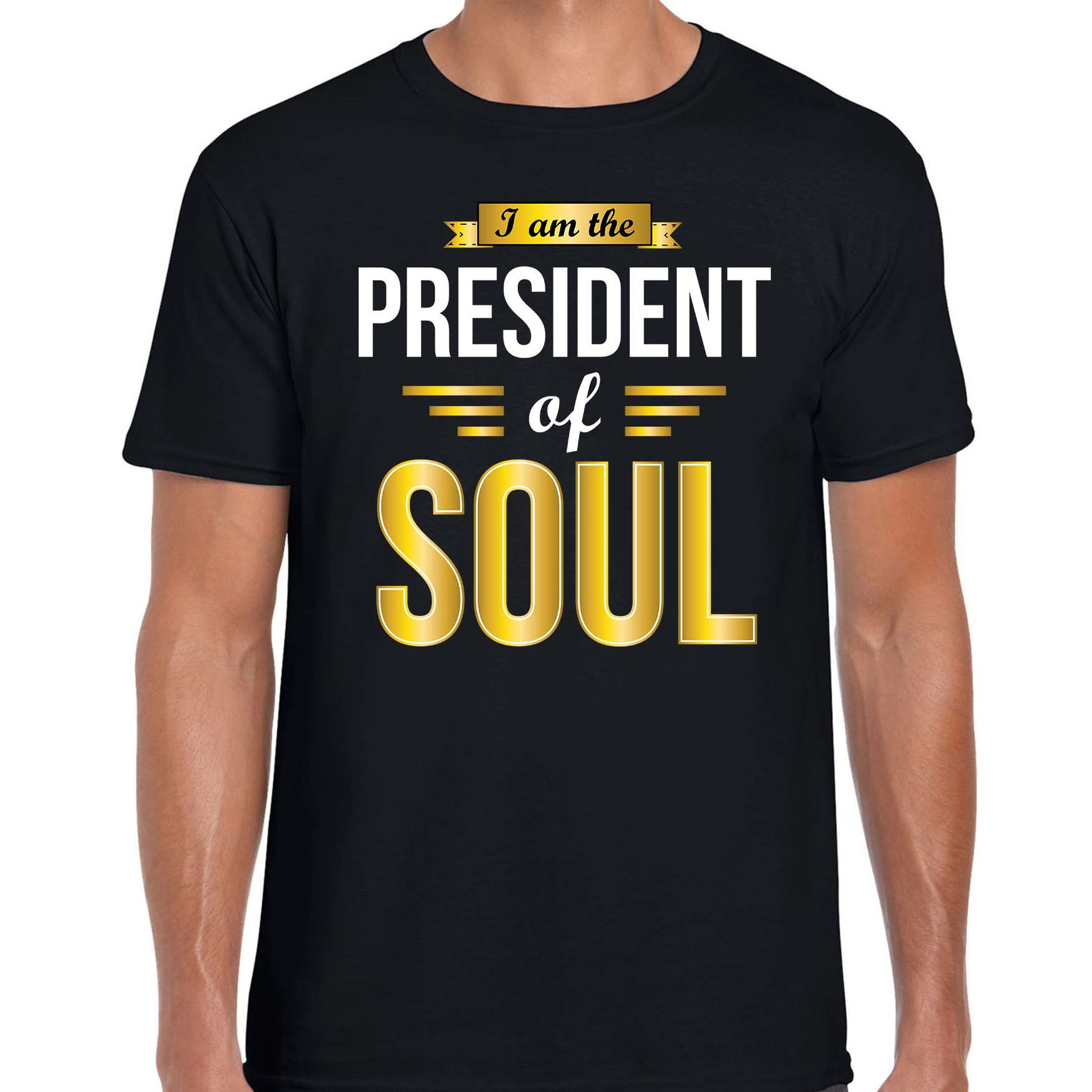 Cadeau t-shirt voor heren President of Soul zwart muziek liefhebber