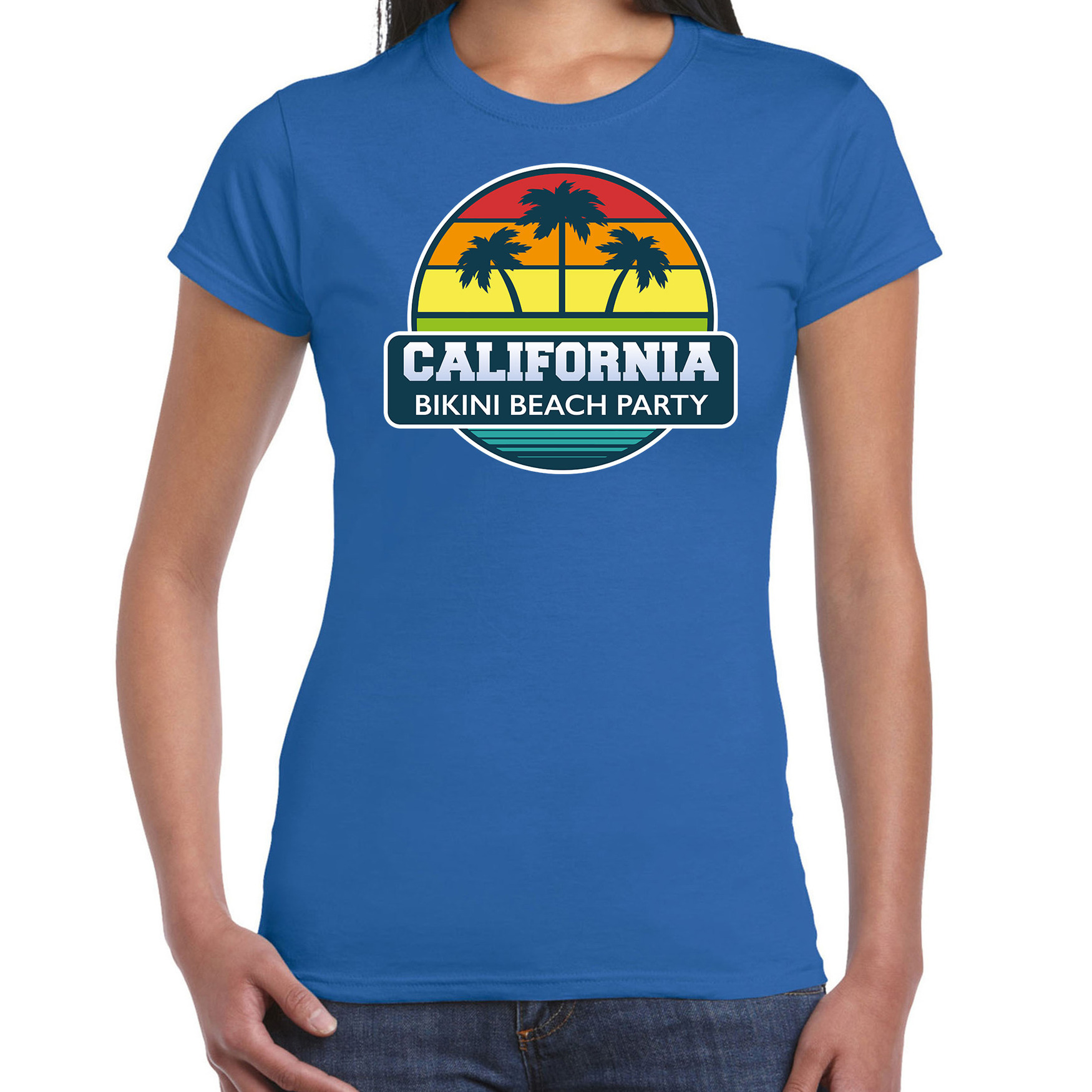 California zomer t-shirt-shirt California bikini beach party blauw voor dames
