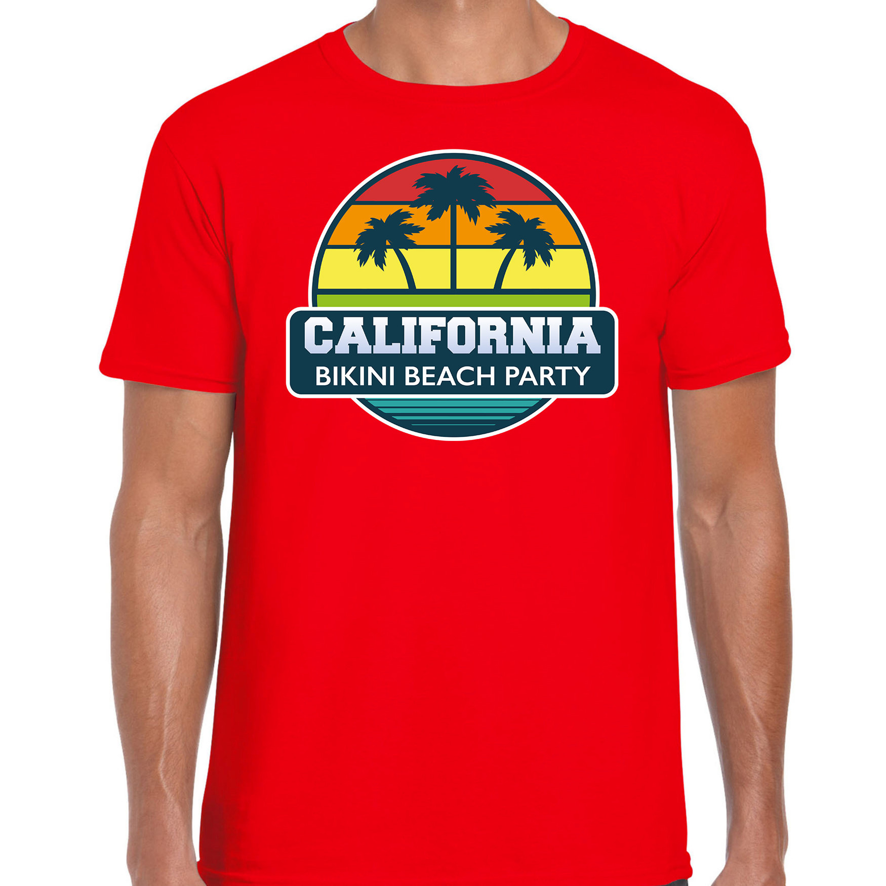 California zomer t-shirt-shirt California bikini beach party rood voor heren