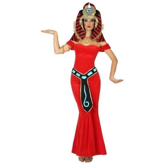 Carnaval-feest farao-godin verkleedoutfit rood voor dames