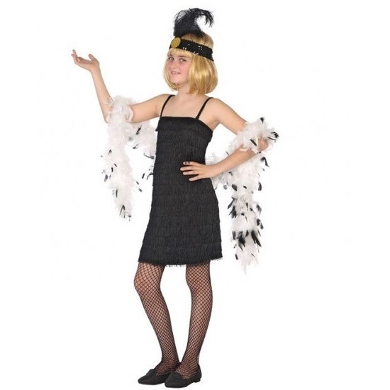 Carnaval-feest zwart flapper jurkje voor meisjes 1920s-roaring twenties
