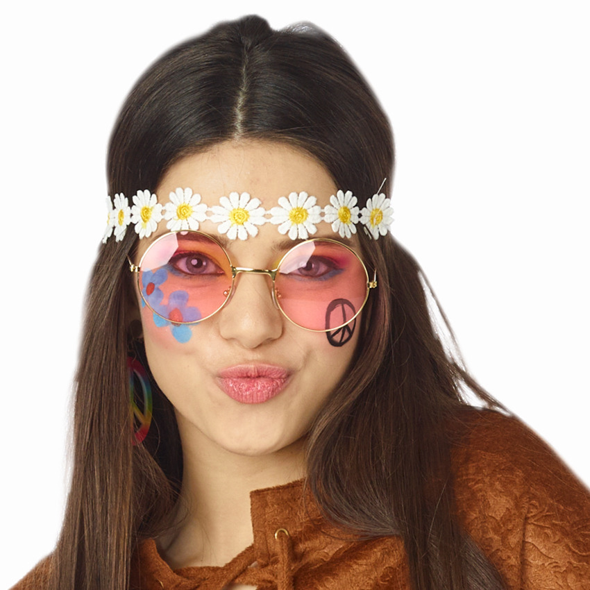 Carnaval-festival hippie flower power hoofdband met madeliefjes