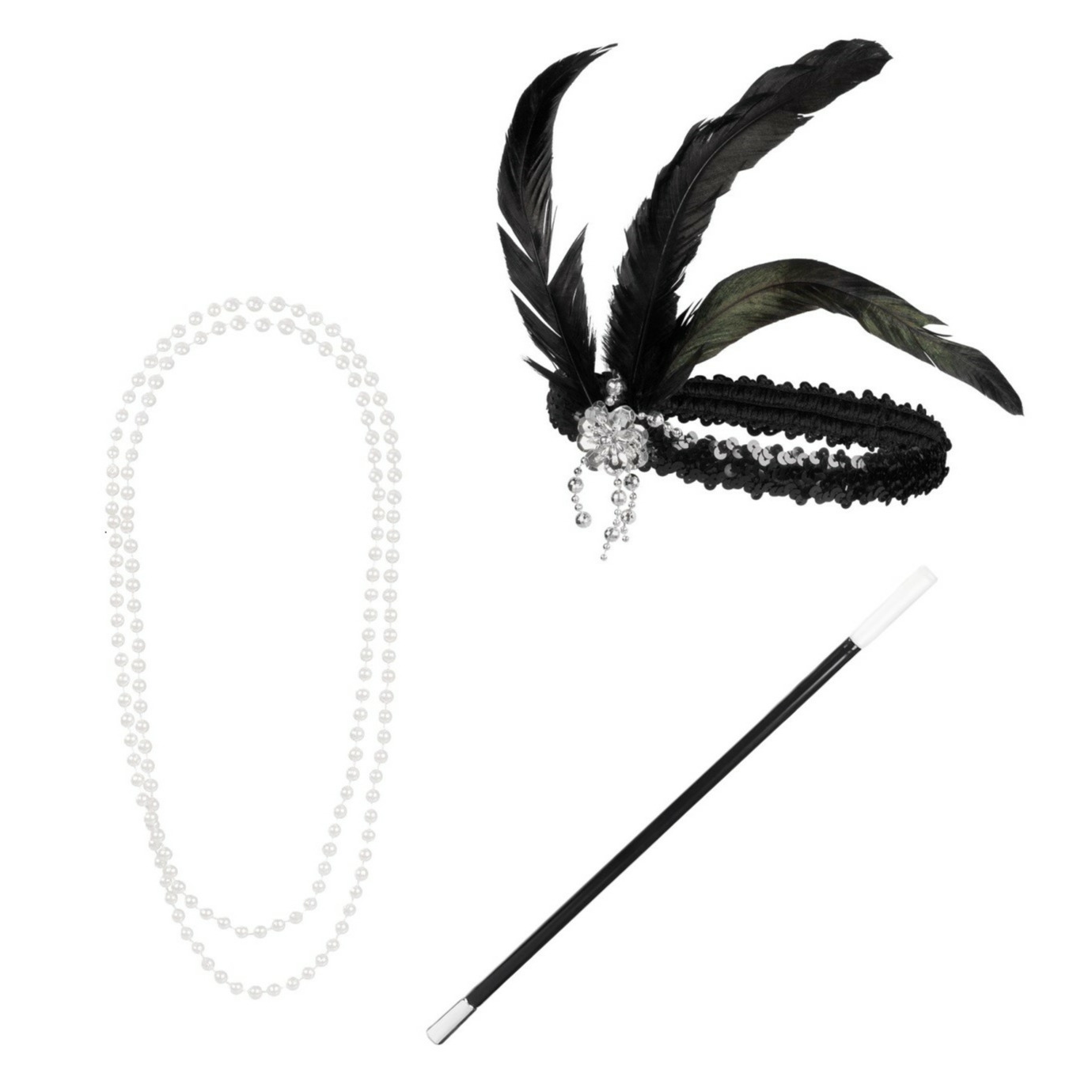 Carnaval-Verkleed accessoires Roaring Twenties Charleston set haarband-ketting-pijpje