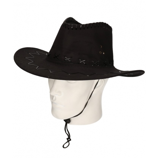 Carnaval-verkleed Cowboyhoed zwart suede look