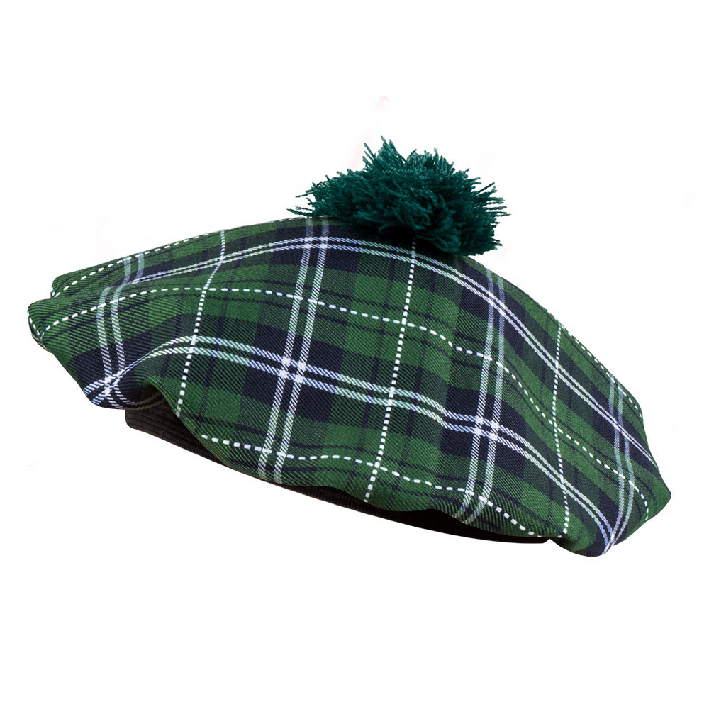 Carnaval verkleed hoed-baret in Schotse ruit groen polyester heren Schotland