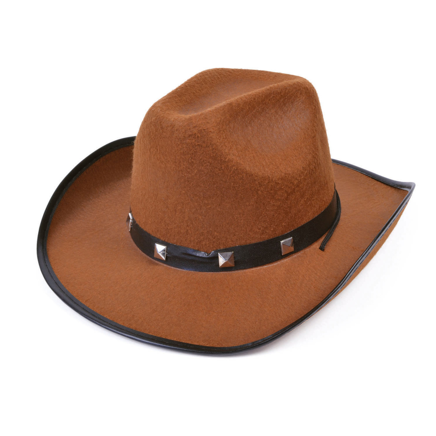 Carnaval verkleed hoed voor een cowboy met studs bruin polyester heren-dames