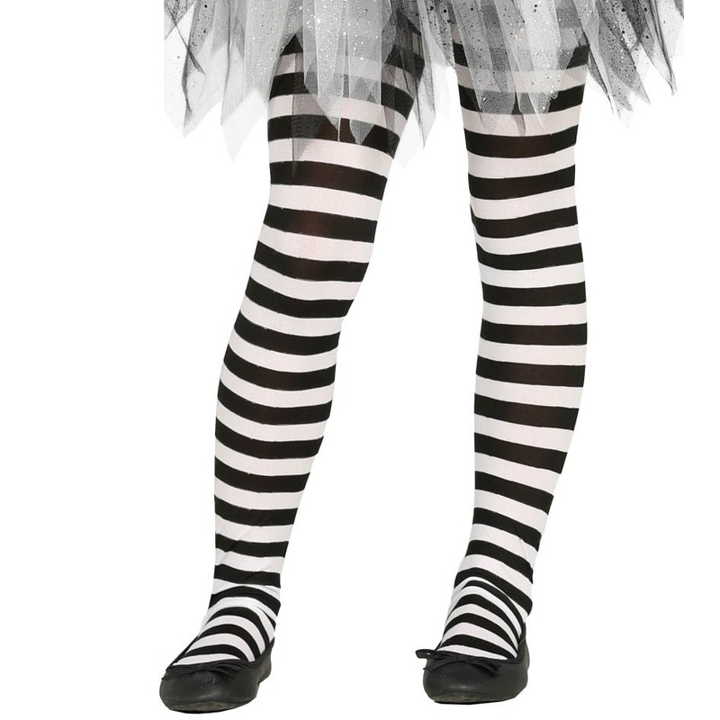 Carnavalskleding-Halloween wit-zwarte heksen panties-maillots verkleedaccessoire voor meisjes