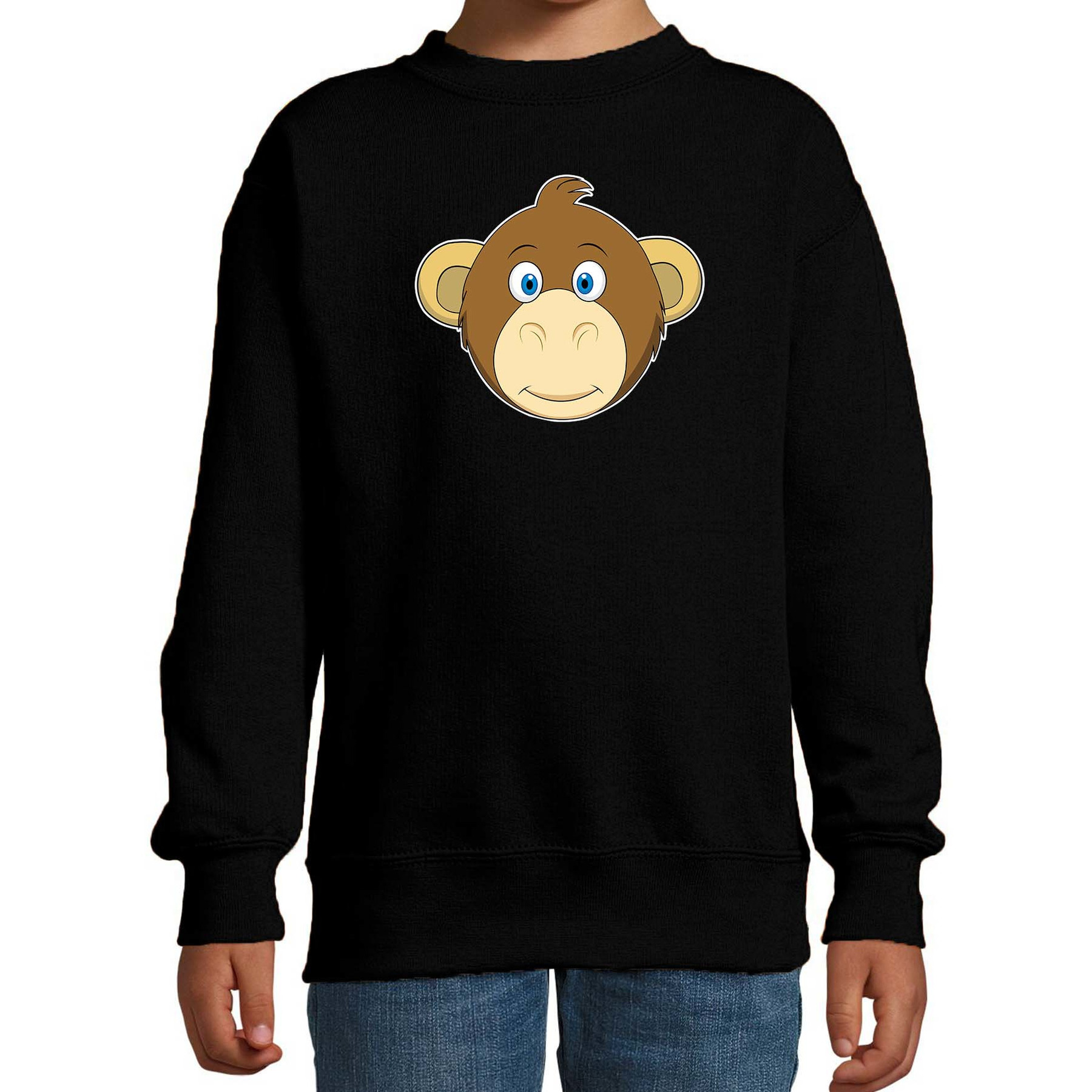 Cartoon aap trui zwart voor jongens en meisjes - Cartoon dieren sweater kinderen