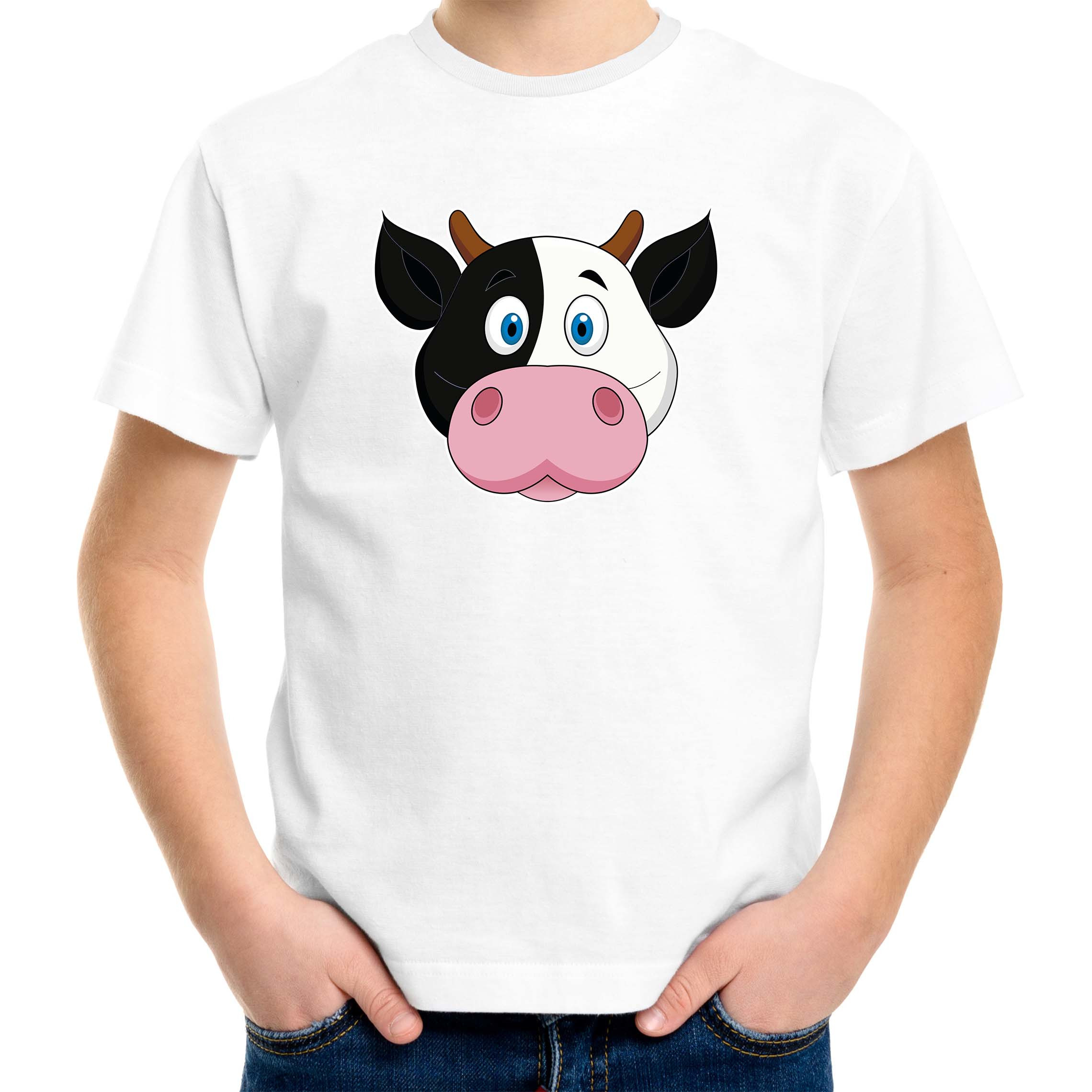 Cartoon koe t-shirt wit voor jongens en meisjes - Cartoon dieren t-shirts kinderen