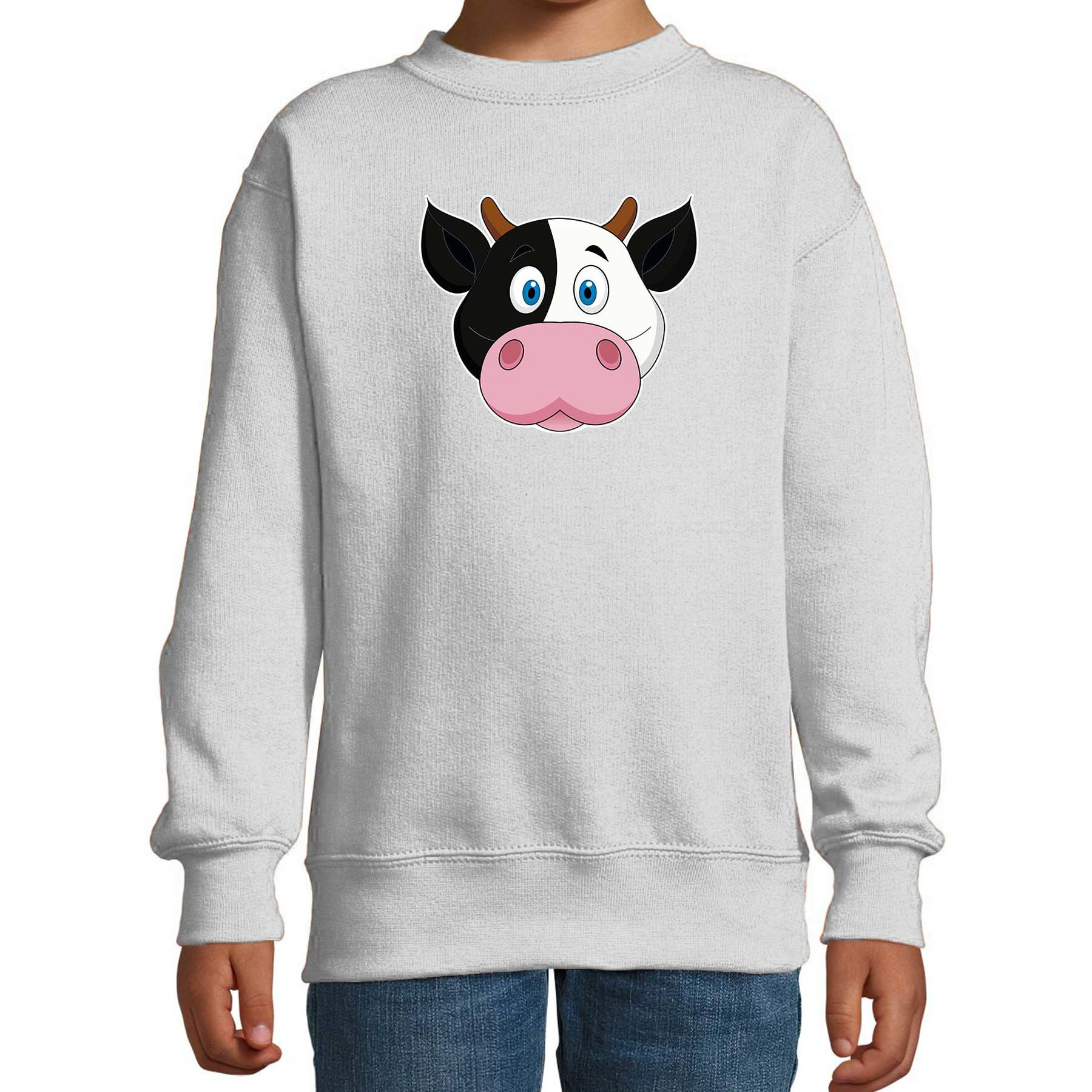 Cartoon koe trui grijs voor jongens en meisjes - Cartoon dieren sweater kinderen
