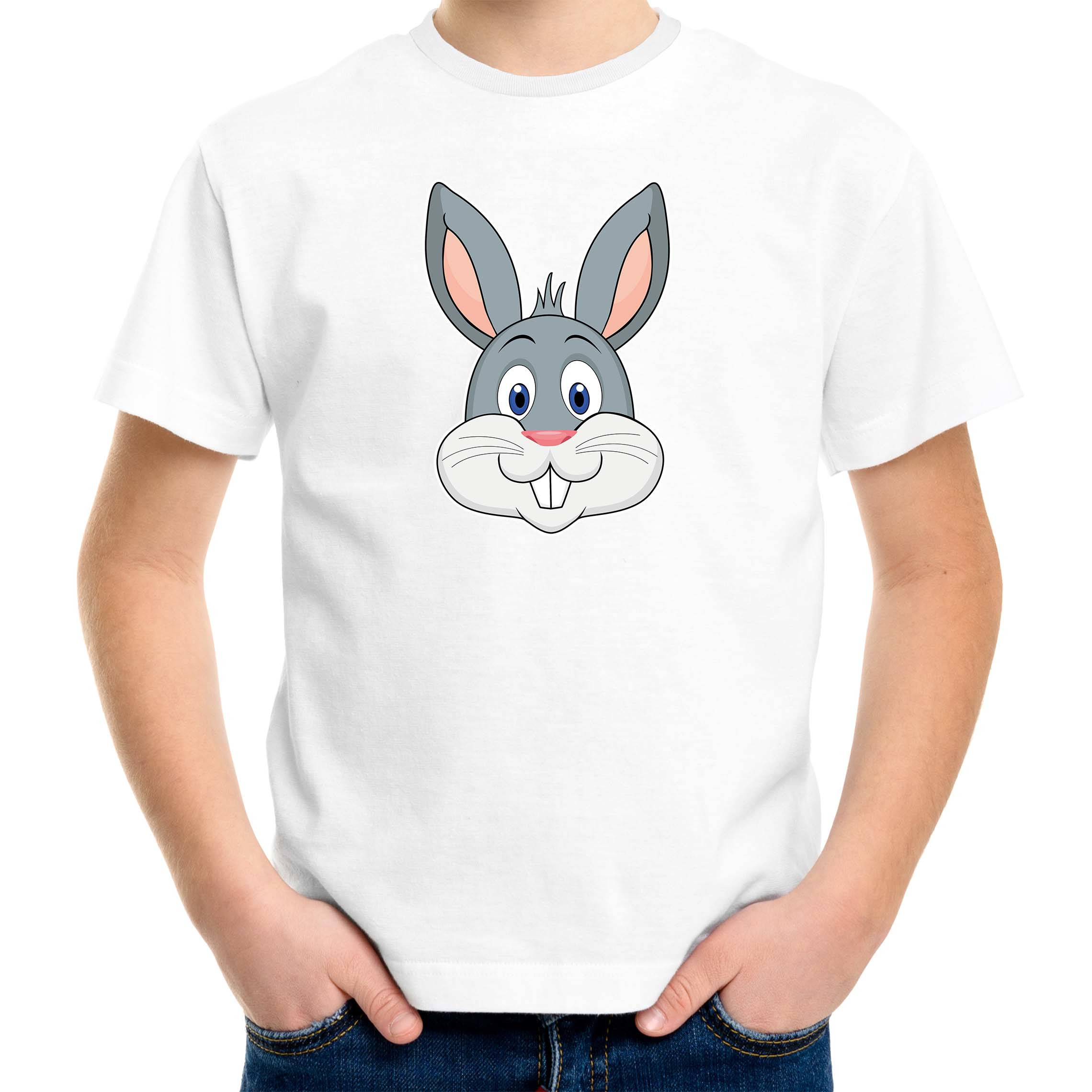 Cartoon konijn t-shirt wit voor jongens en meisjes - Cartoon dieren t-shirts kinderen