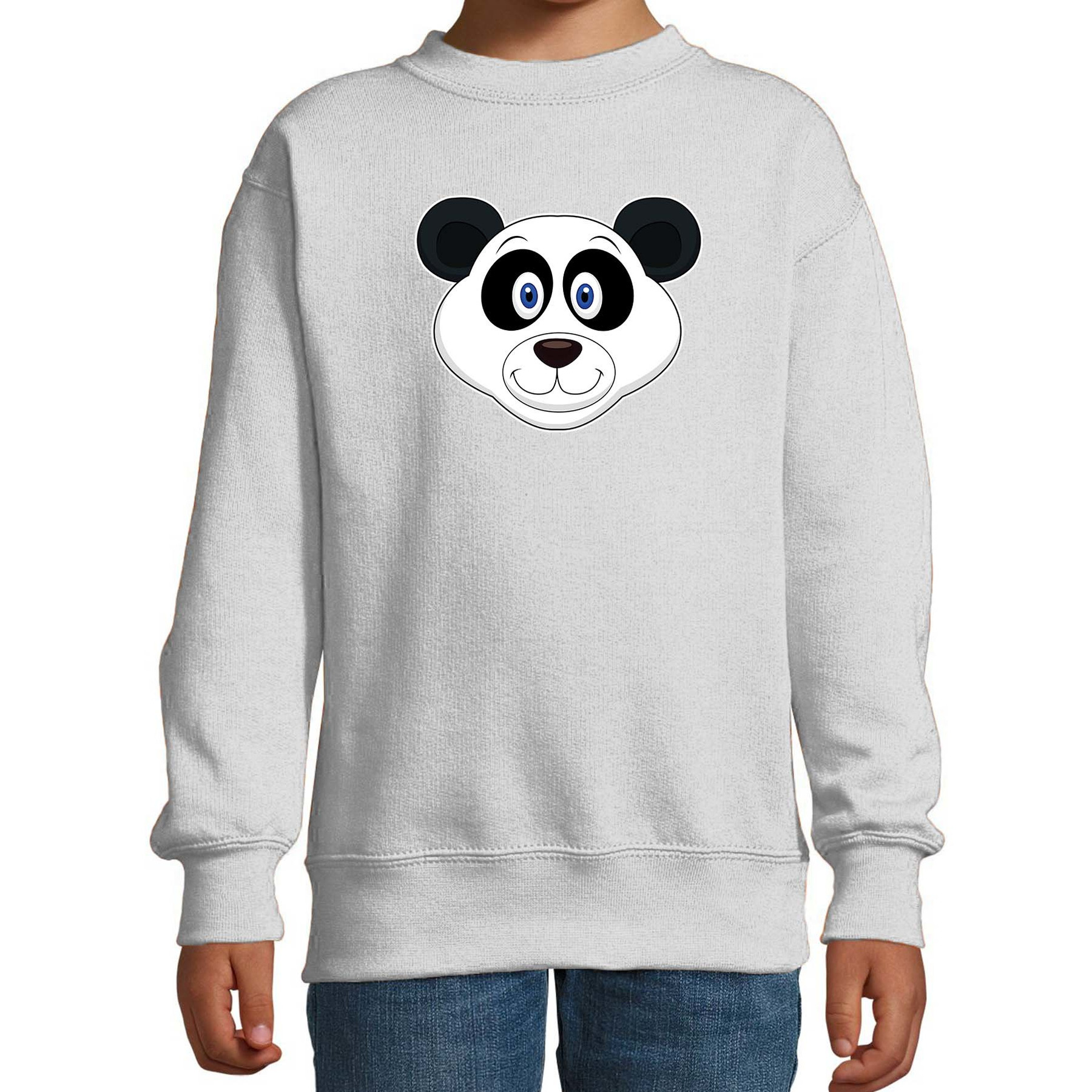 Cartoon panda trui grijs voor jongens en meisjes - Cartoon dieren sweater kinderen
