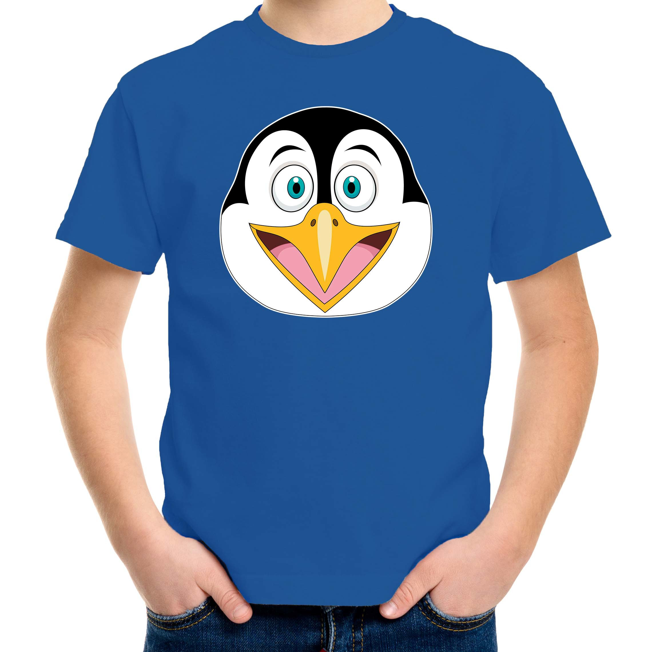 Cartoon pinguin t-shirt blauw voor jongens en meisjes - Cartoon dieren t-shirts kinderen