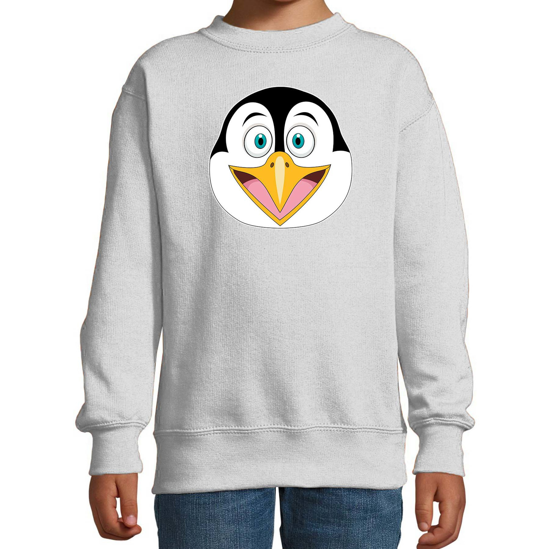 Cartoon pinguin trui grijs voor jongens en meisjes - Cartoon dieren sweater kinderen