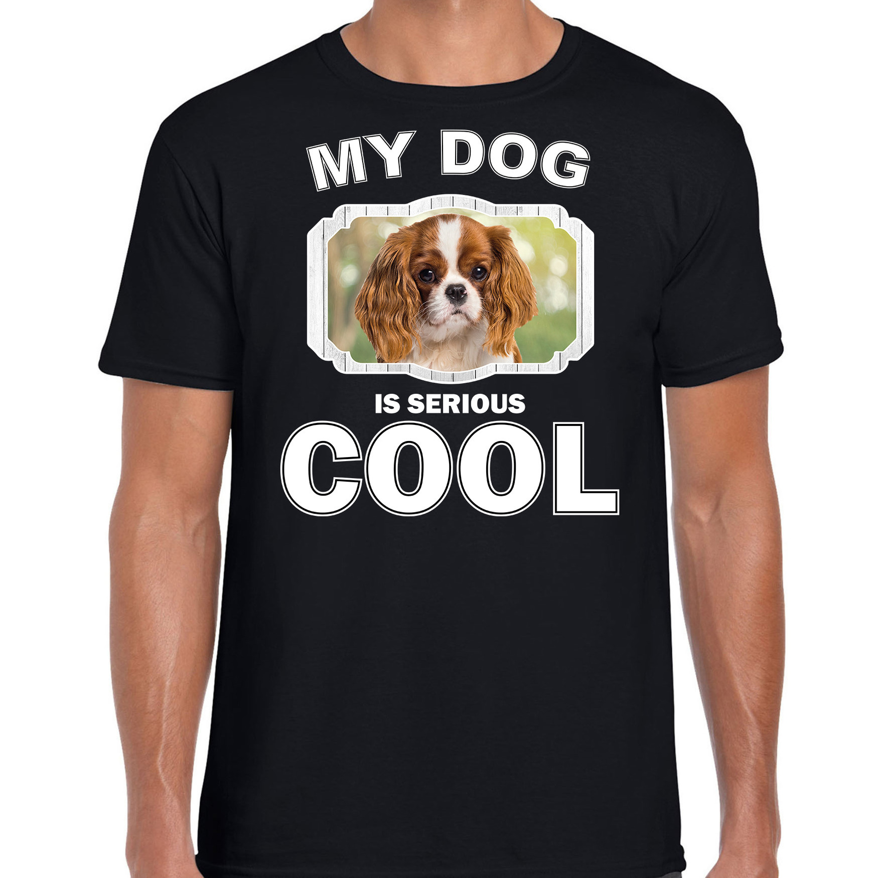Charles spaniel honden t-shirt my dog is serious cool zwart voor heren