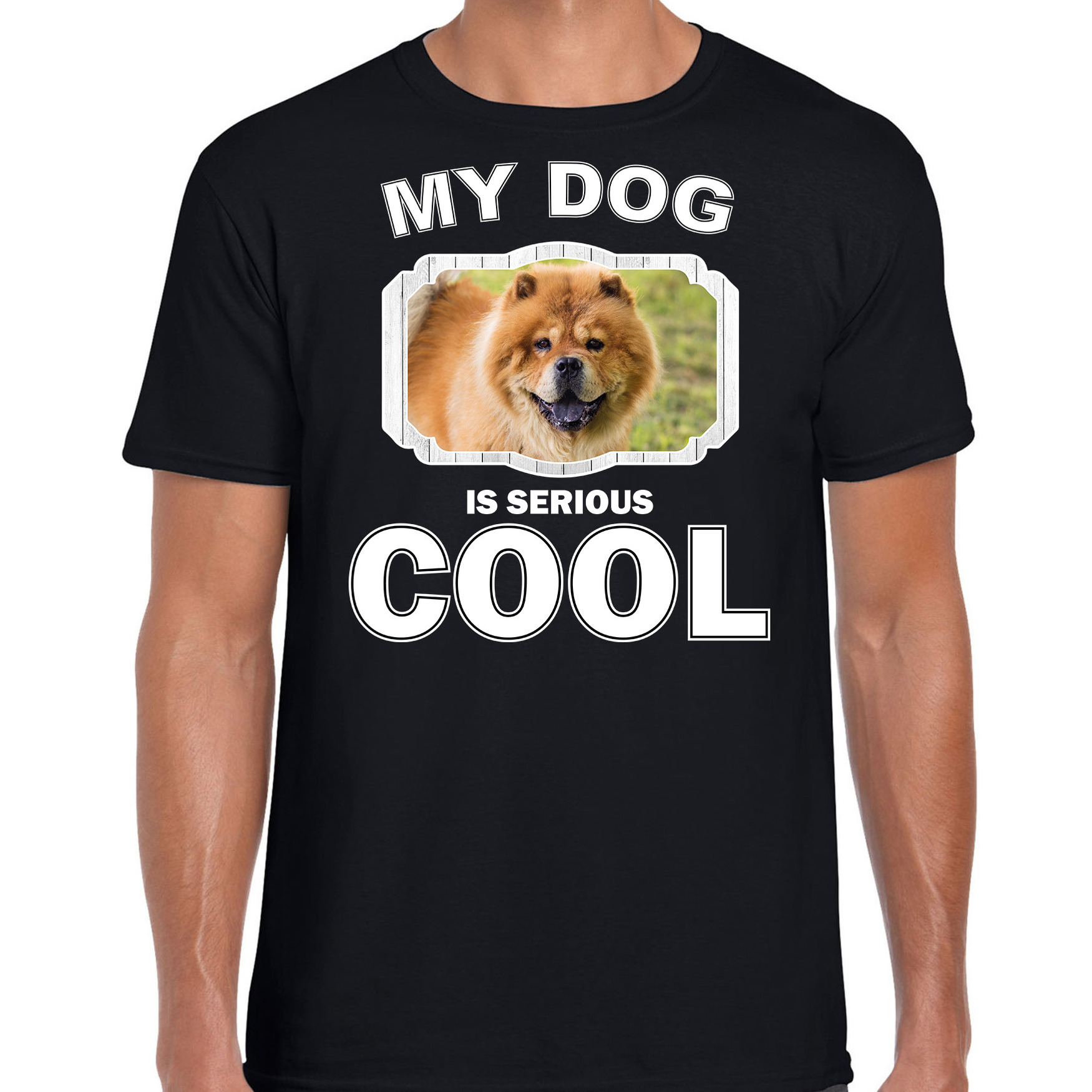 Chow chow honden t-shirt my dog is serious cool zwart voor heren