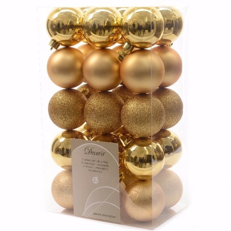 Christmas Gold gouden kerstversiering kerstballen pakket 30 stuks
