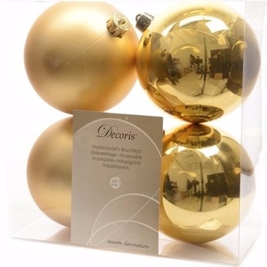 Christmas Gold gouden kerstversiering kerstballen pakket 4 stuks