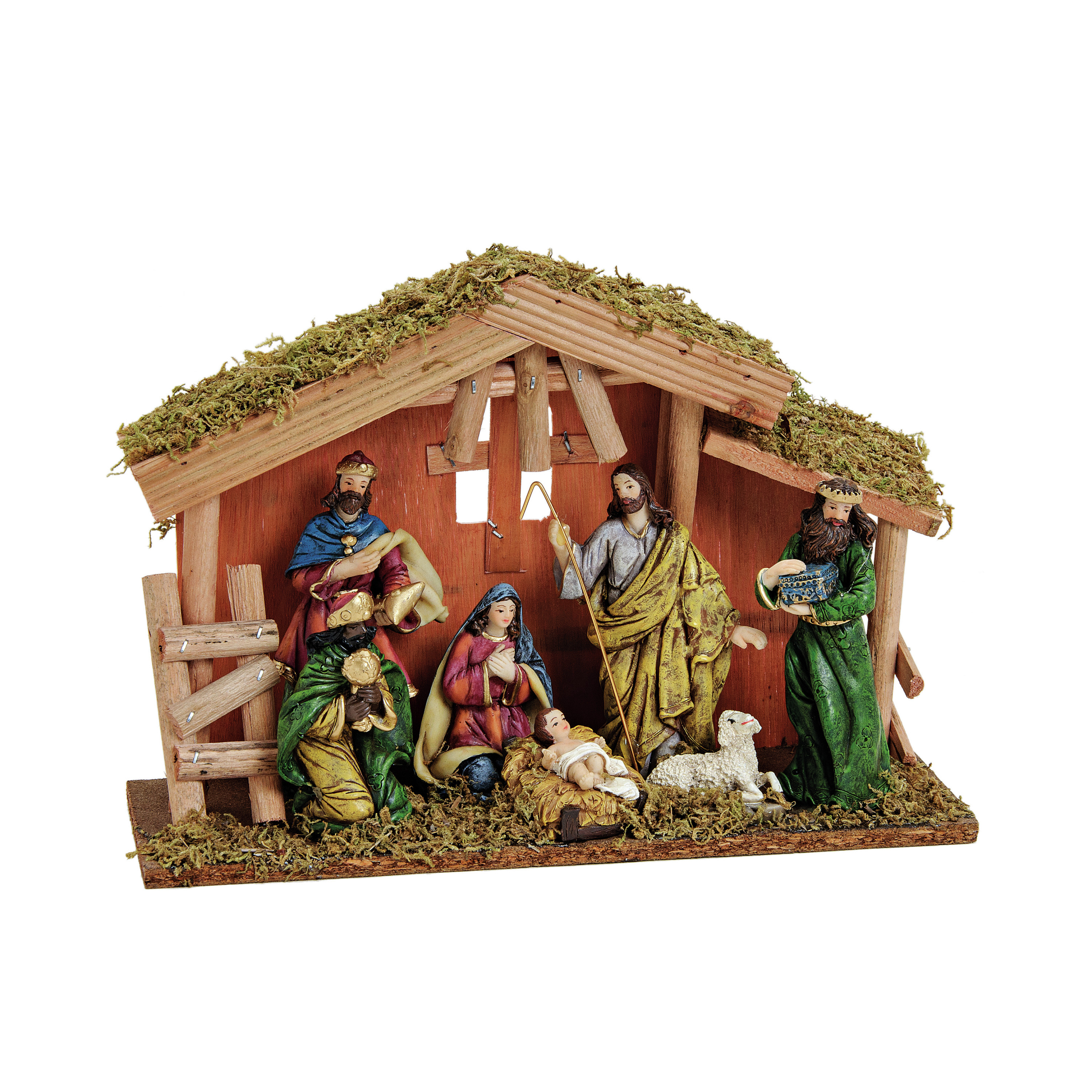 Complete kerststal inclusief kerstbeelden 30 x 21 x 10 cm hout
