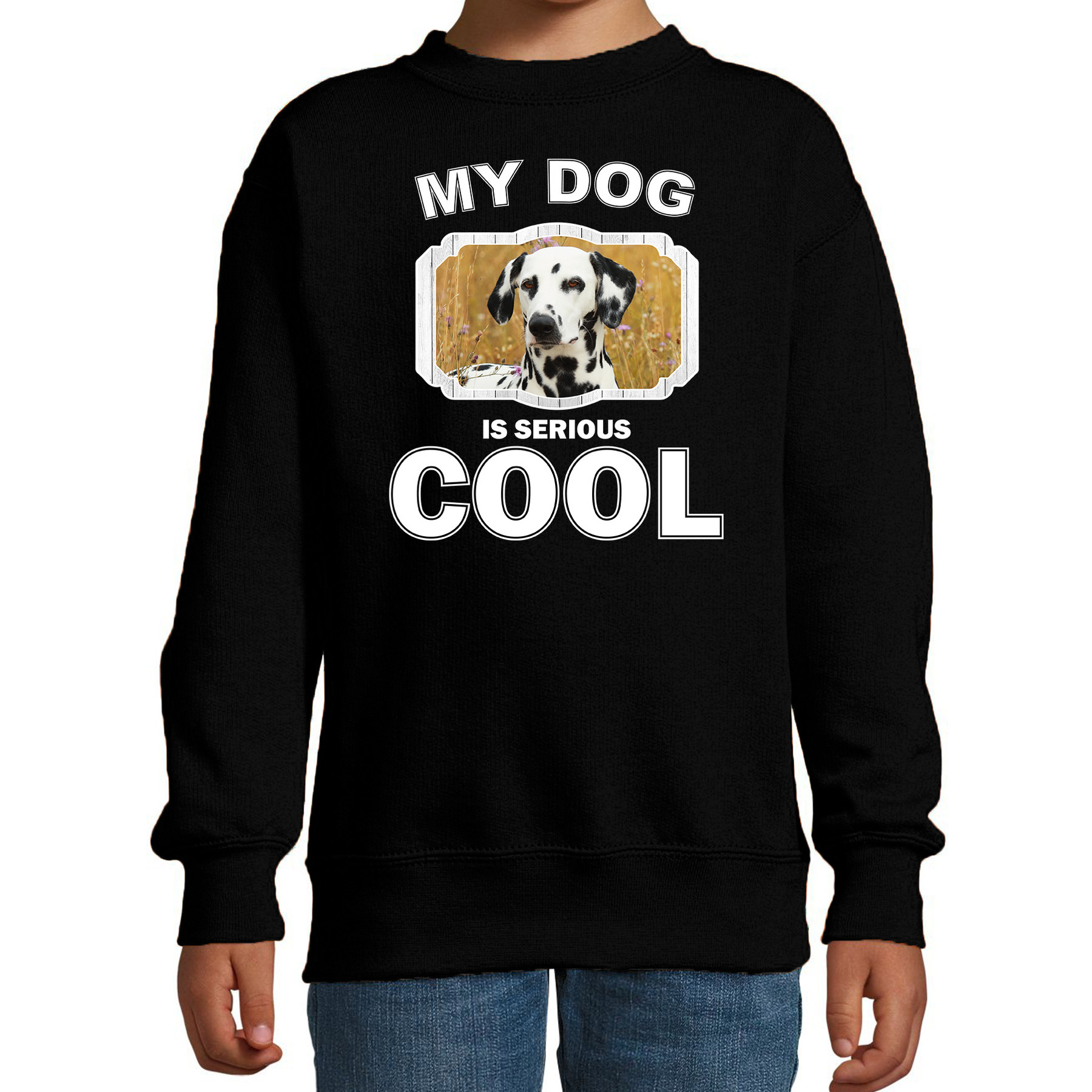 Dalmatier honden trui-sweater my dog is serious cool zwart voor kinderen