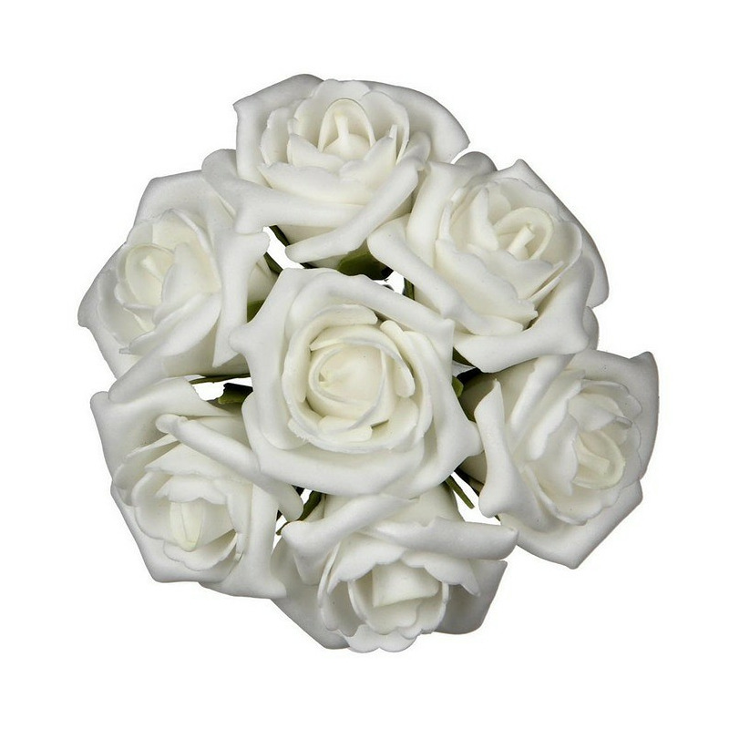 Decoratie roosjes foam bosje van 7 st creme wit Dia 3 cm hobby-DIY bloemetjes