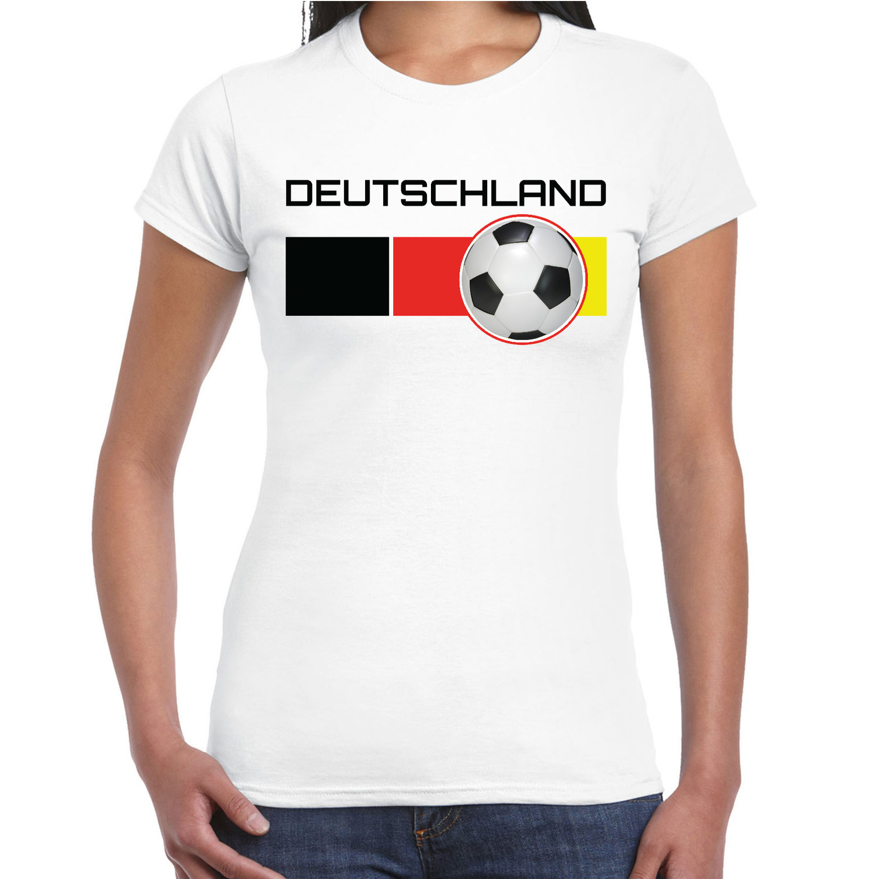 Deutschland-Duitsland voetbal-landen t-shirt wit dames
