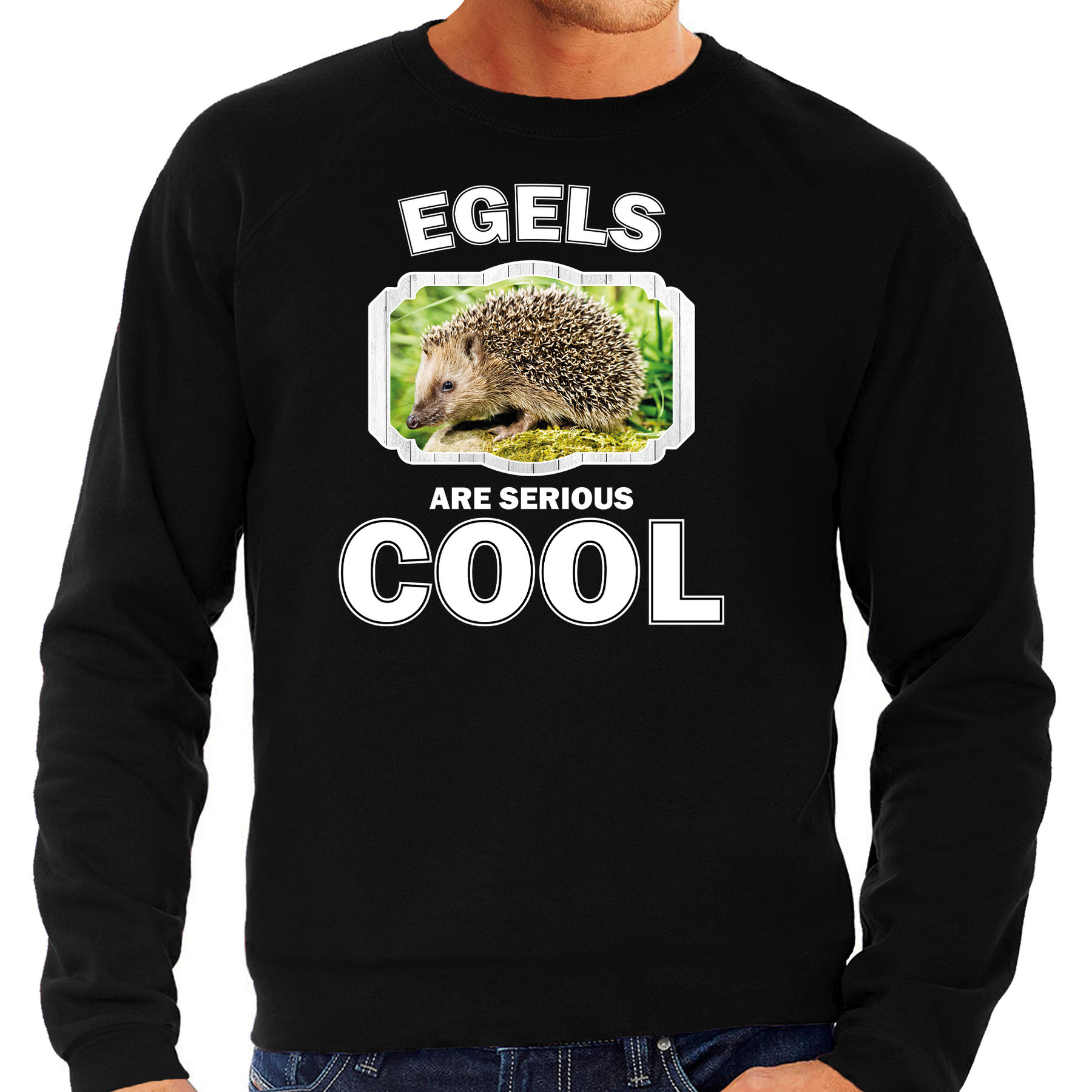 Dieren egel sweater zwart heren - egels are cool trui